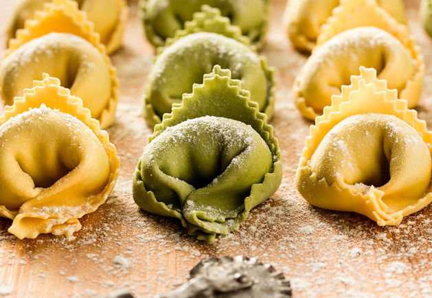 Traditional Italian stuffed pasta ravioli ready for cooking
